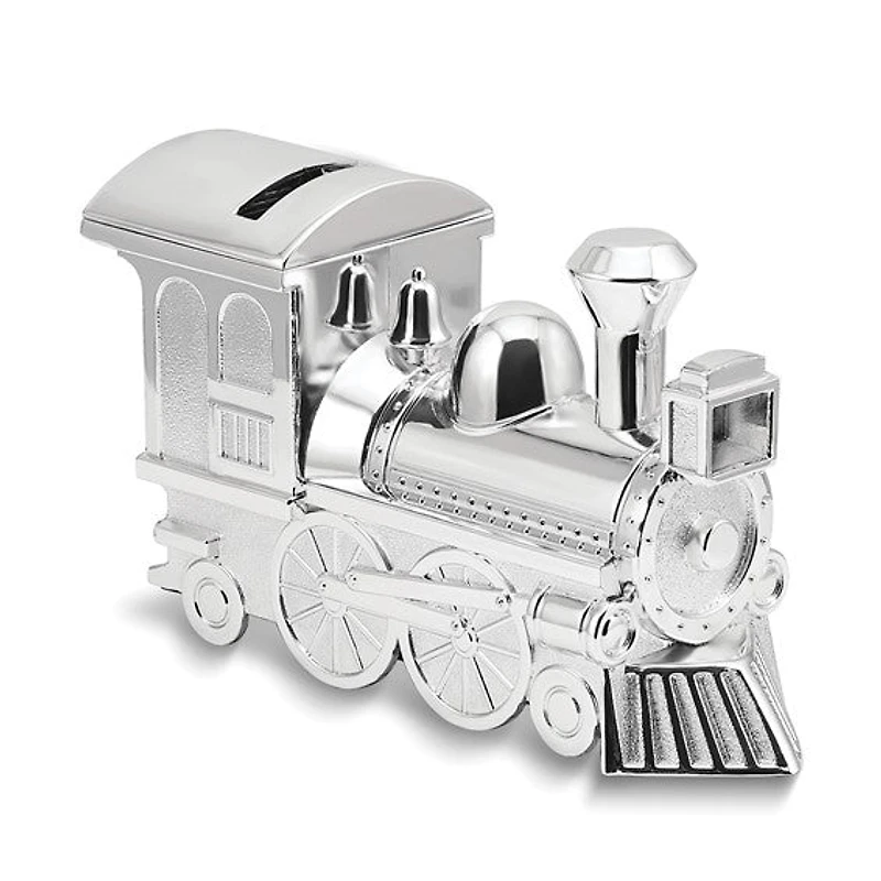Silver-tone Finish Metal Train Bank