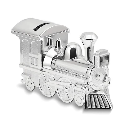 Silver-tone Finish Metal Train Bank