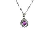 18K White Gold 0.47cttw Pink Sapphire with 0.25cttw Diamond Necklace - 16 Inches