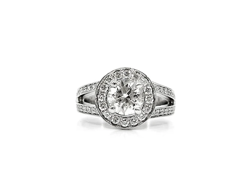 14K White Gold 1.57cttw Diamond Engagement Ring, Size 6