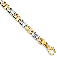 14K Two-tone 6.6mm Hand Polished Fancy Flat Anchor Link with Lobster Clasp Chain