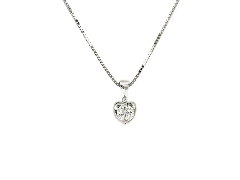 10K White Gold 0.30cttw Canadian Diamond Solitaire Pendant, 18"