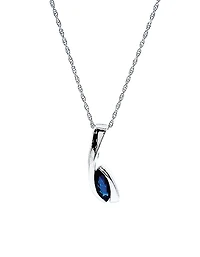 10K White Gold Genuine Sapphire Pendant