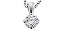 14K White Gold 0.10cttw Round Cut Canadian Diamond Pendant, 18”