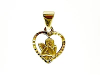10K Yellow Gold Heart Shaped Angel Charm