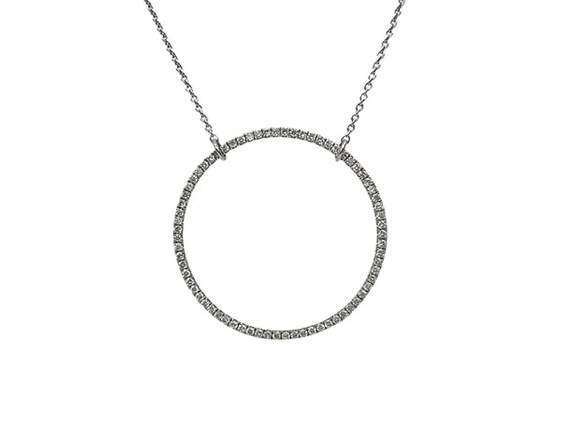 18K White Gold 0.50cttw Diamond Circle Pendant, 18"