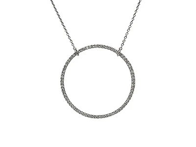 18K White Gold 0.50cttw Diamond Circle Pendant, 18"