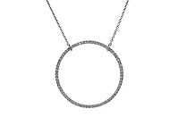 18K White Gold 0.50cttw Diamond Circle Pendant, 18"
