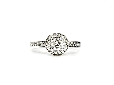 14K White Gold 0.77cttw Diamond Halo Engagement Ring,  6