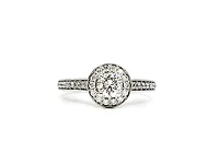 14K White Gold 0.77cttw Diamond Halo Engagement Ring,  6
