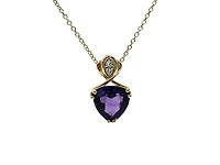 10K Yellow Gold Amethyst & Diamond Necklace, 18"