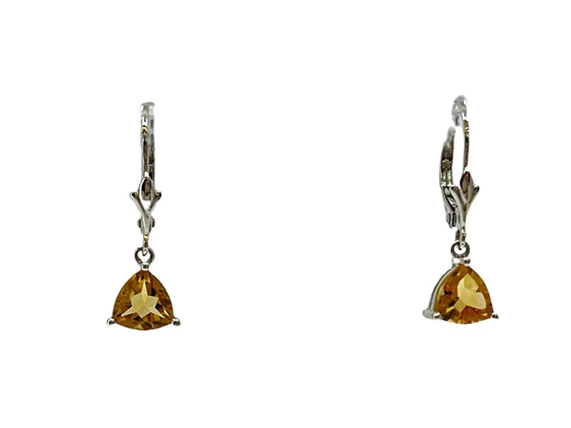 10K White Gold 1.60cttw Citrine Lever Back / Dangle Earrings
