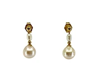14K Yellow Gold Cultured Pearl Drop Earrings