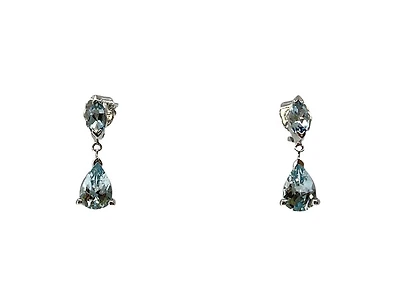 10K White Gold 1.70cttw Genuine Aquamarine Dangle / Drop Earrings