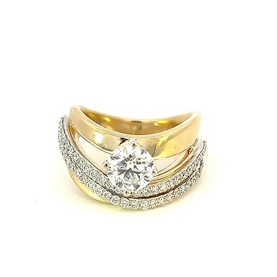 14K Yellow Gold 1.78cttw Round Brilliant Cut Lab Grown Diamond Ring, 6 - / White