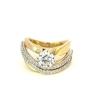 14K Yellow Gold 1.78cttw Round Brilliant Cut Lab Grown Diamond Ring, 6 - / White