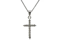 14K White Gold 0.35 cttw Diamond Cross Pendant, 18"