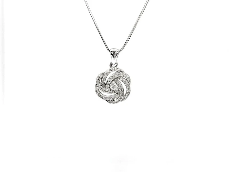 10K White Gold 0.20cttw Diamond Pendant, 18"