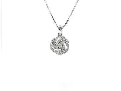 10K White Gold 0.20cttw Diamond Pendant, 18"