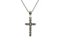 10K White Gold 0.09cttw Diamond Cross Necklace (8mm x 13mm) - 18 Inches
