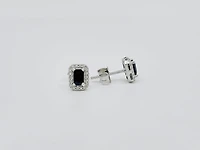 10K White Gold Genuine Sapphire & Diamond Earrings