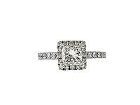 18K White Gold 1.31cttw Diamond Princess Cut Halo Engagement Ring, size 6.5