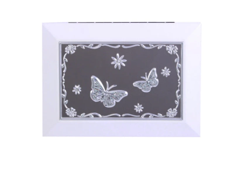 White Jewel Box with Butterflies AT402