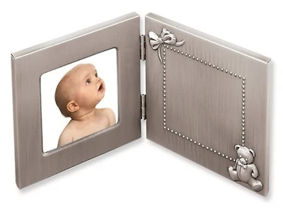 Pewter Finish Hinged Baby 3x3 Photo Frame