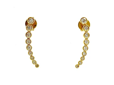 14K Yellow Gold 0.34cttw Diamond Earrings - 21mm