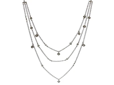 14K White Gold 0.39cttw 3 Tiered Diamond Necklace - 20 Inches