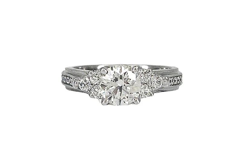 14K White Gold 1.37cttw Diamond Engagement Ring, size 6.5