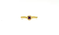 10K Yellow Gold 0.10cttw Genuine Amethyst  Halo Ring, size 6.5