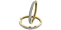 10K Yellow Gold 0.15cttw Diamond Hoop Earrings