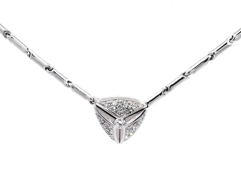18K White Gold Diamond Pave Necklace, 18"