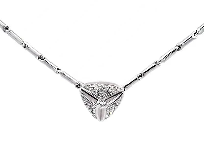 18K White Gold Diamond Pave Necklace, 18"