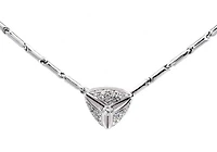 18K White Gold Diamond Pave Necklace, 18"