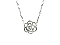 14K White Gold 0.14cttw Floral Diamond Necklace - 18 inches