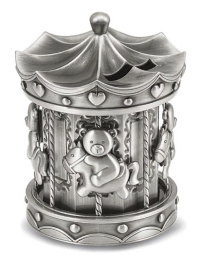 Pewter-Tone Finish Carousel Bank