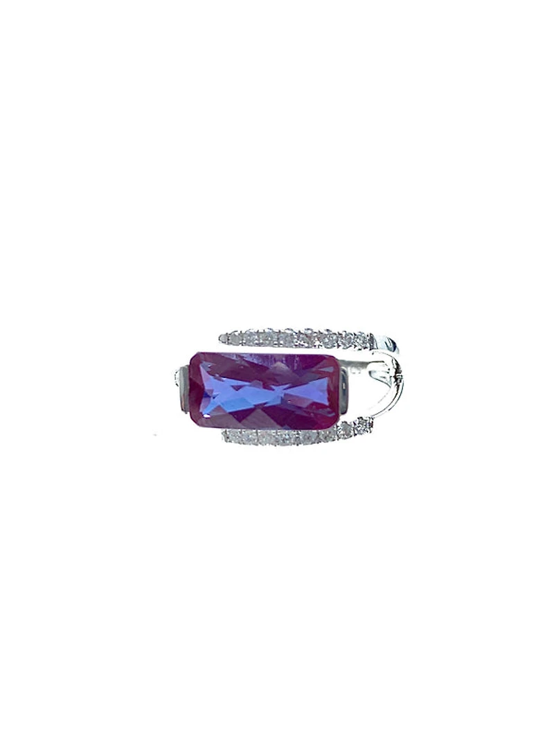 Created Alexandrite and Diamond Ring