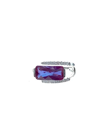 Created Alexandrite and Diamond Ring