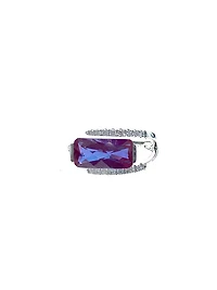 Created Alexandrite and Diamond Ring