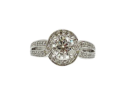 14K White Gold 1.63cttw Diamond Halo Engagement Ring - Natural Diamond / 4.5