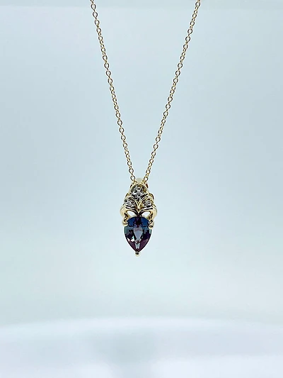 Created Alexandrite and Diamond Pendant