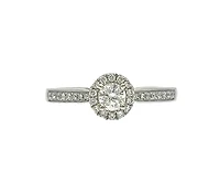 14K White Gold 0.31cttw Round Brilliant Cut Diamond Halo Engagement Ring, size 6.5