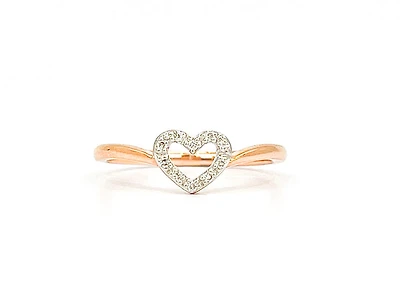 10K Rose Gold 0.05cttw Diamond Heart Ring, Size 6.5 - 4.5