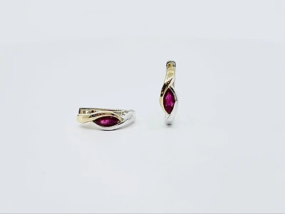 10K 2 Tone Gold Genuine Ruby Earrings