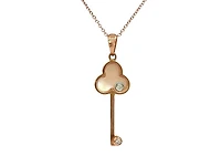 10K Rose Gold Mother of Pearl and 0.02cttw Diamond Pendant, 18"
