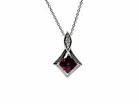 10K White Gold Garnet and Diamond Necklace