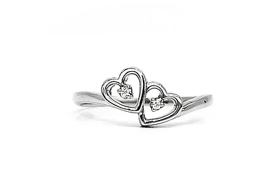 10K White Gold 0.01cttw Round Cut Diamond Ring, size 5.75 - 4.5