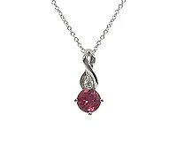 10K White Gold 0.45cttw Pink Tourmaline and 0.01cttw Diamond Pendant, 18"